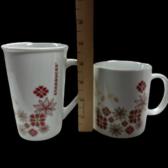 STARBUCKS Christmas 2013 Holiday Red Snowflakes Coffee Mugs‎ Cups - Picture 7 of 7